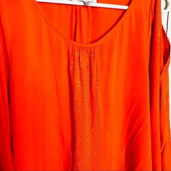 Jennifer Lopez Women's Sequin Orange Blouse Sz M - Picture 7 of 15